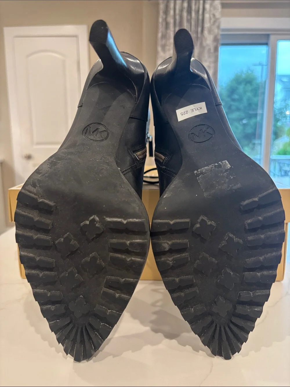 Michael Kors Black Lace-Up Stiletto Ankle Boots with Side Zip